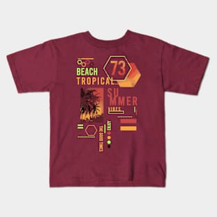 Tropical Summer Vibes palm tree beach Typography Kids T-Shirt